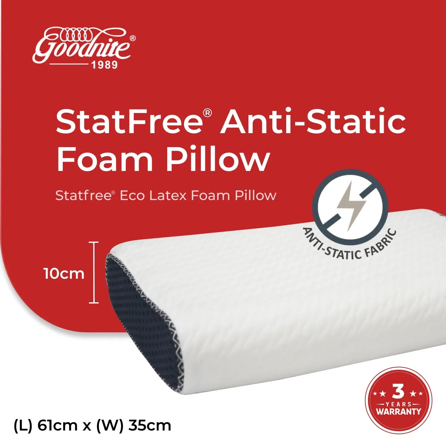 Goodnite Statfree® Eco Latex Foam Pillow (Soft)
