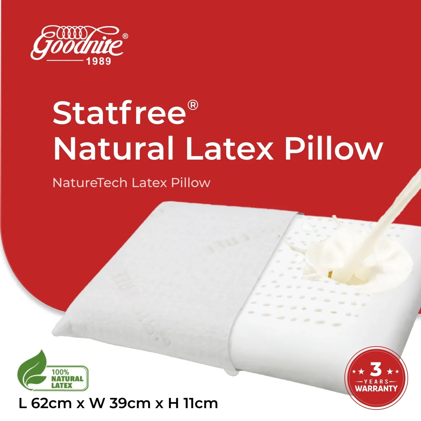 Goodnite Statfree® NatureTech Latex Pillow (100% Natural Latex)