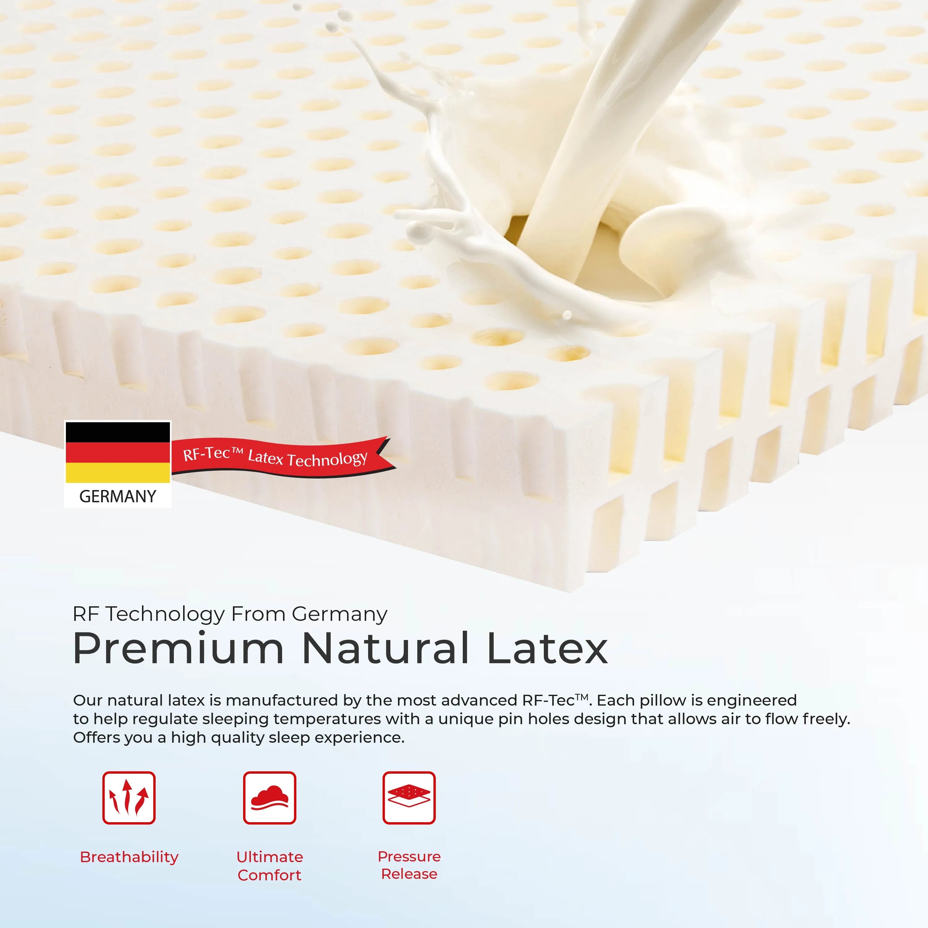 [NEW] Goodnite Duocare™ Natural Latex Pillow 62cm x 39cm x 11cm (Statfree® + IceSleep®)
