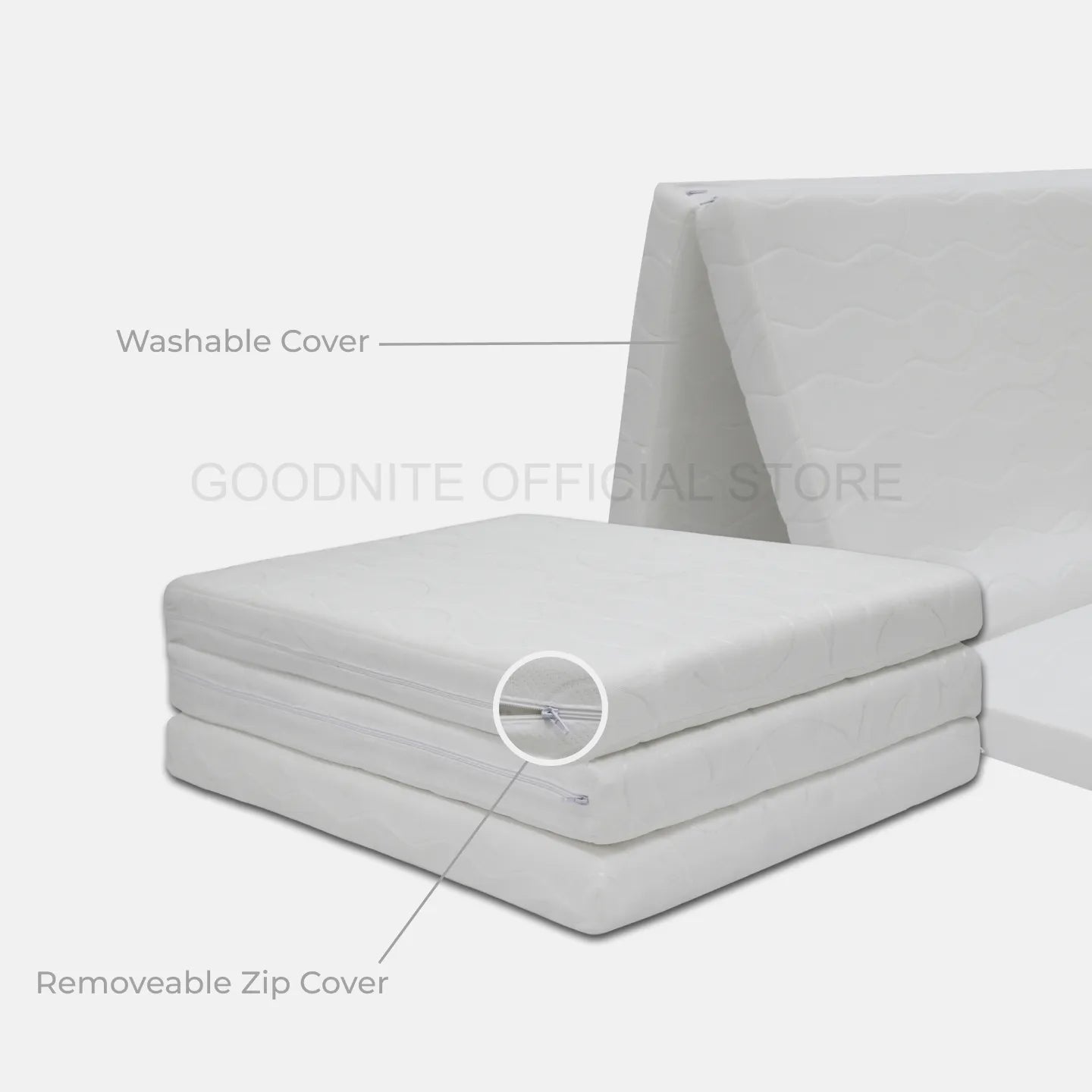 Goodnite Sealand Foldable Mattress (4 Inch), Removable Zip Cover