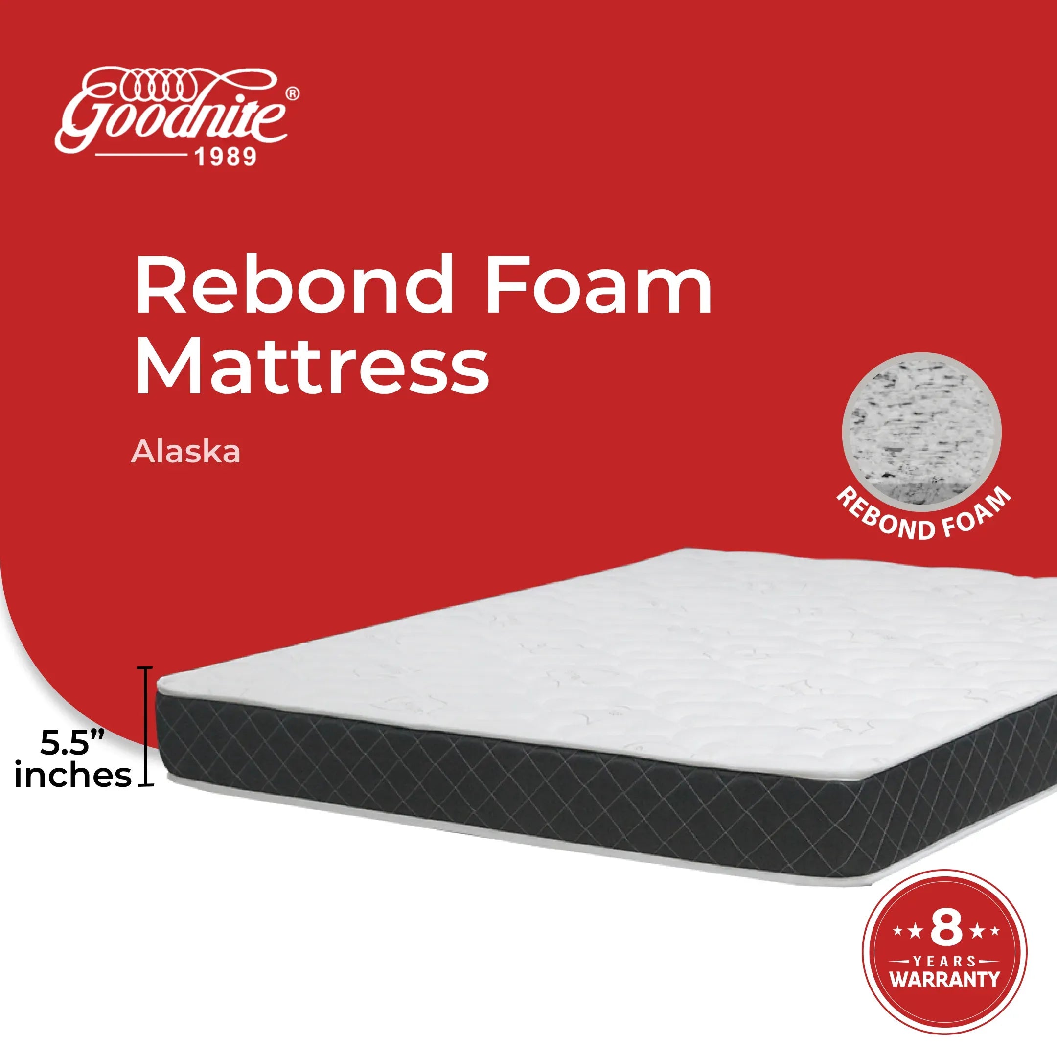 Goodnite Alaska Rebond Foam Mattress (5.5 Inch) with Single/ Super Single