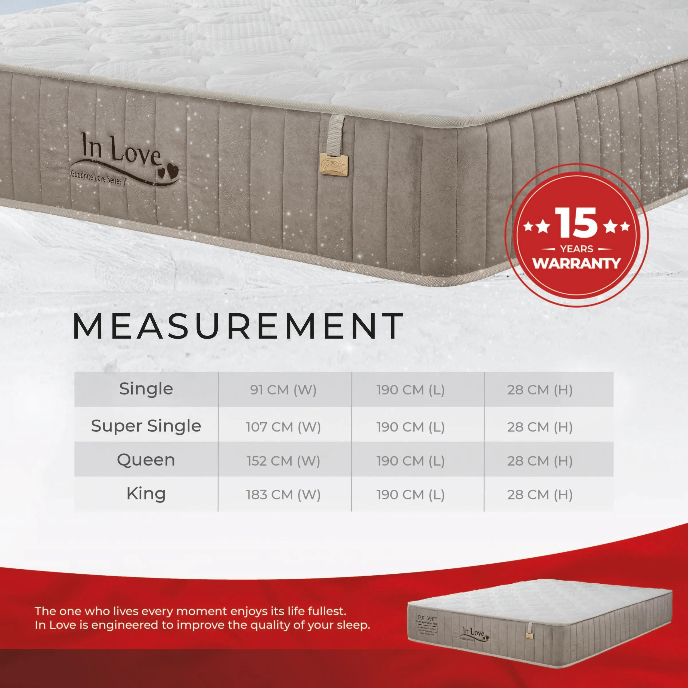 [NEW] Goodnite In Love 5 Zone Pocket Spring Mattress (11 Inch) with Single/ Super Single/ Queen/ King
