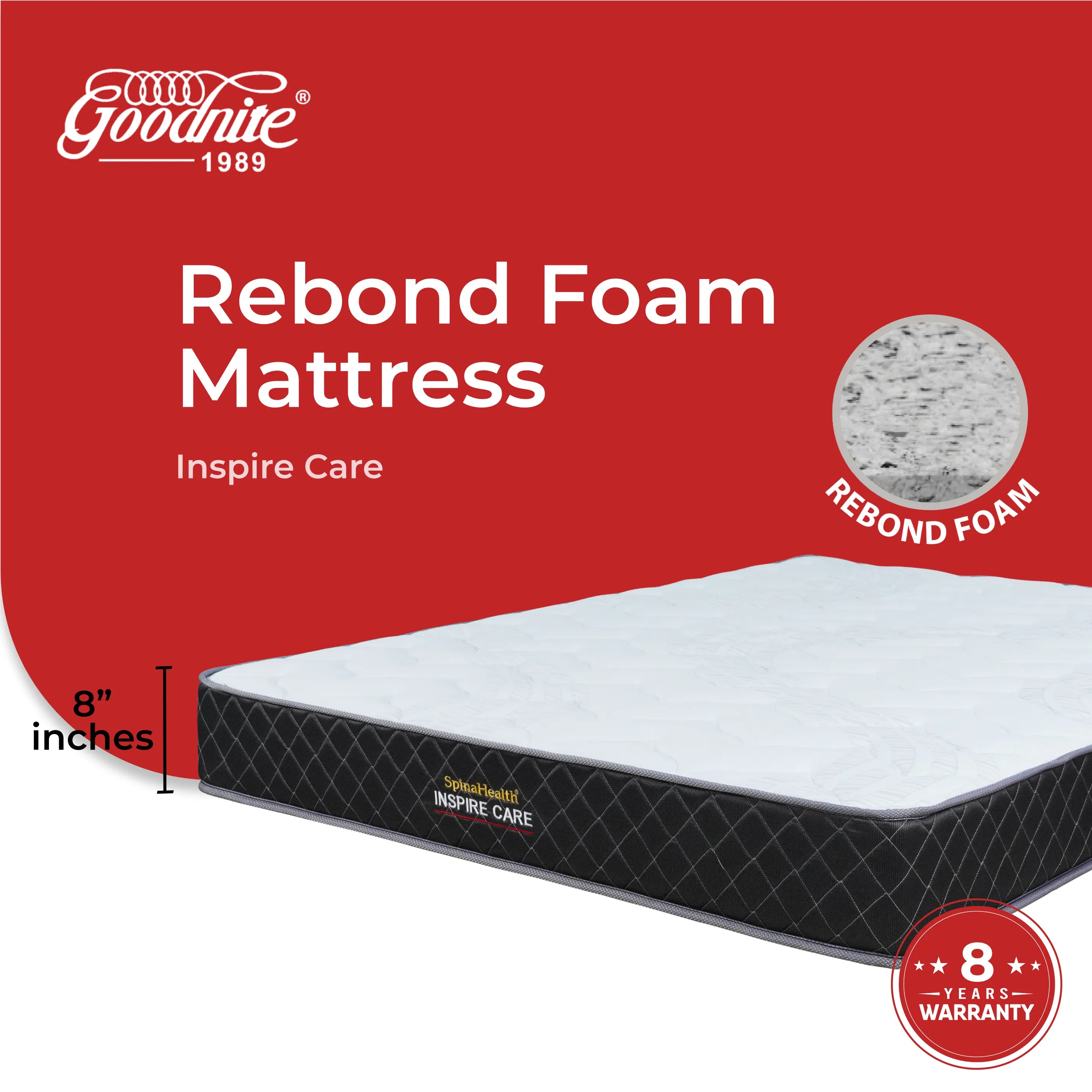 Goodnite Inspire Care Rebond Foam Mattress (8 Inch) with Single/ Super Single/ Queen/ King