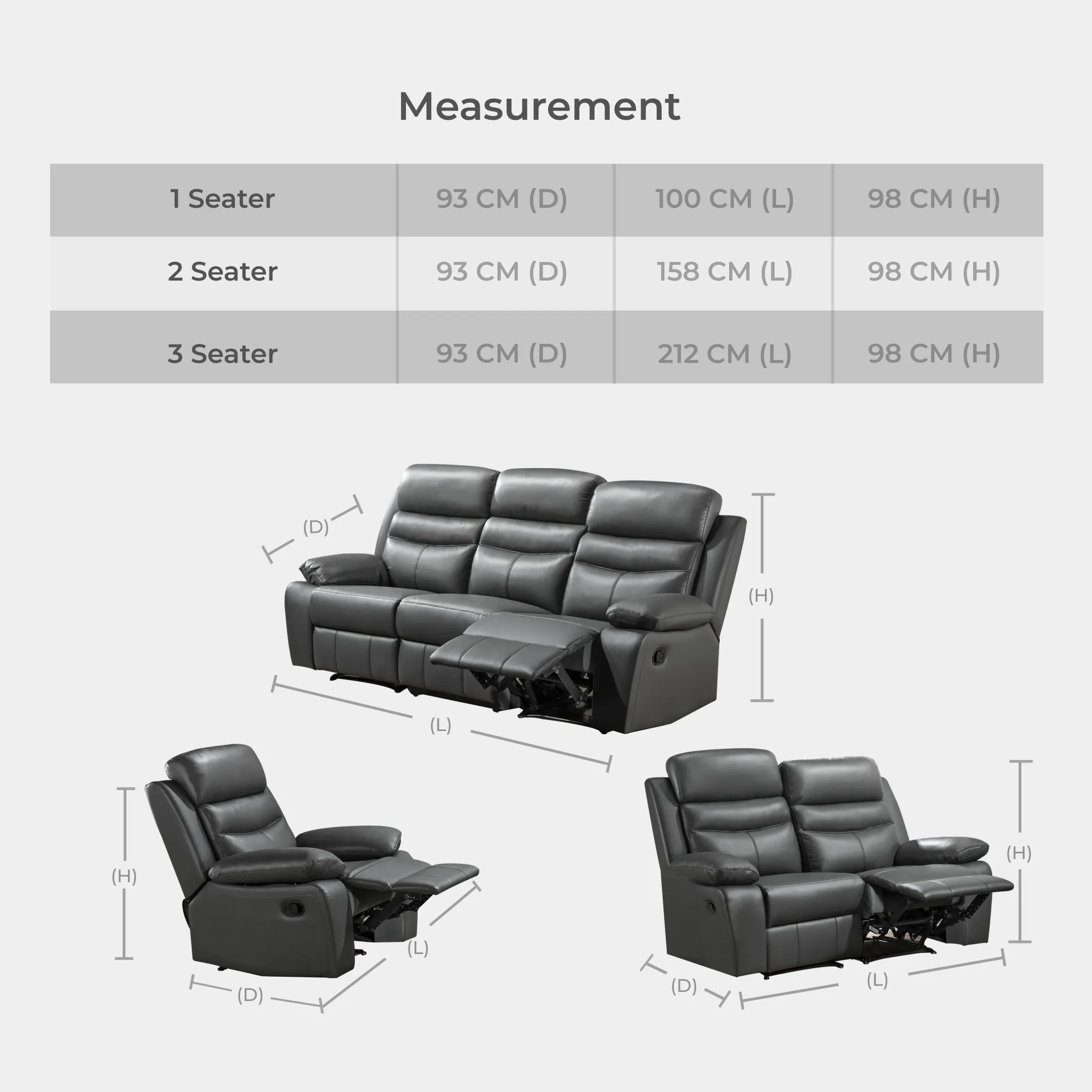 Goodnite Half Leather Recliner Sofa (CCNI 1266), 1 Seater Recliner/ 2 Seater Recliner/ 3 Seater Recliner/ 2+3 Seater Recliner, 3 Years Warranty