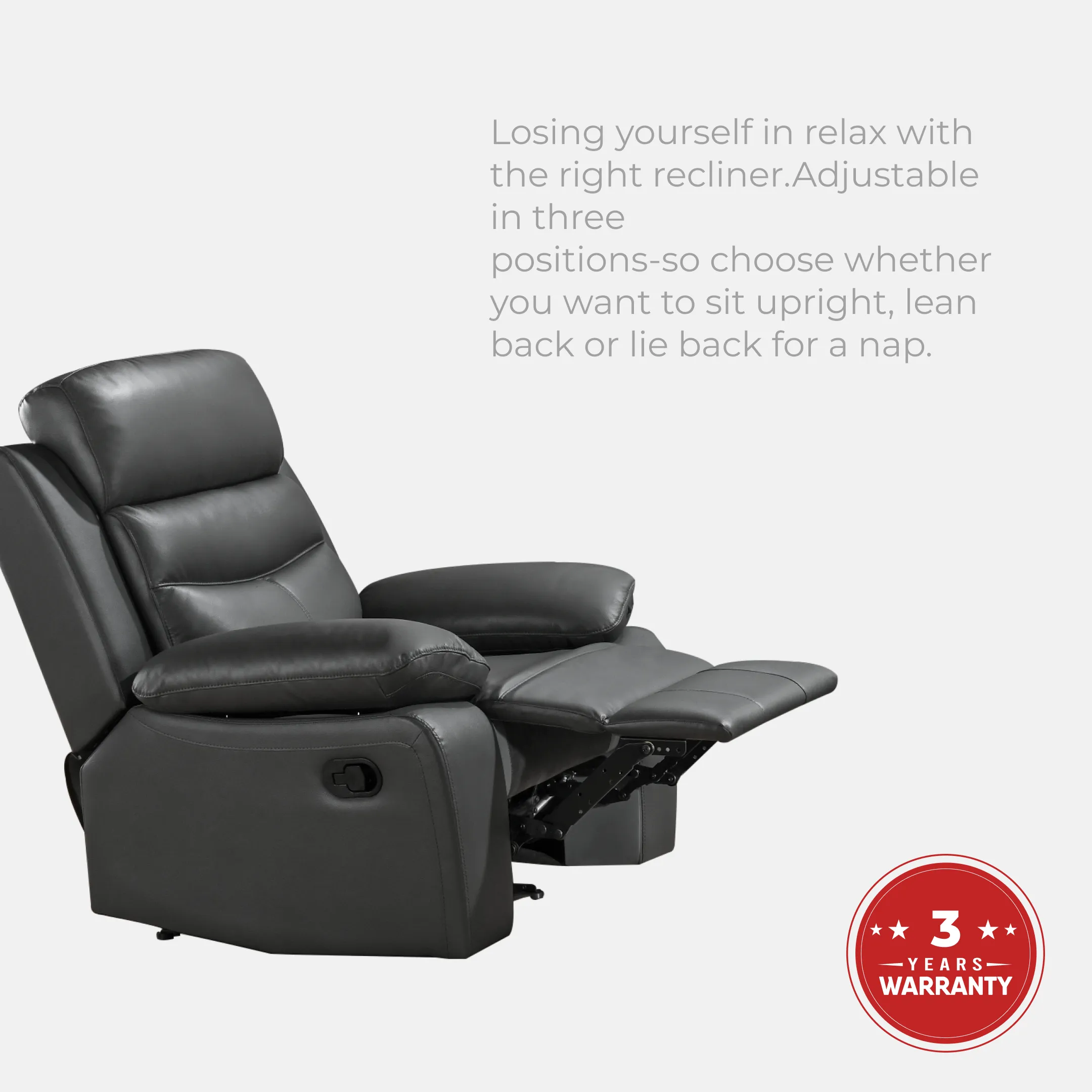 Goodnite Half Leather Recliner Sofa (CCNI 1266), 1 Seater Recliner/ 2 Seater Recliner/ 3 Seater Recliner/ 2+3 Seater Recliner, 3 Years Warranty