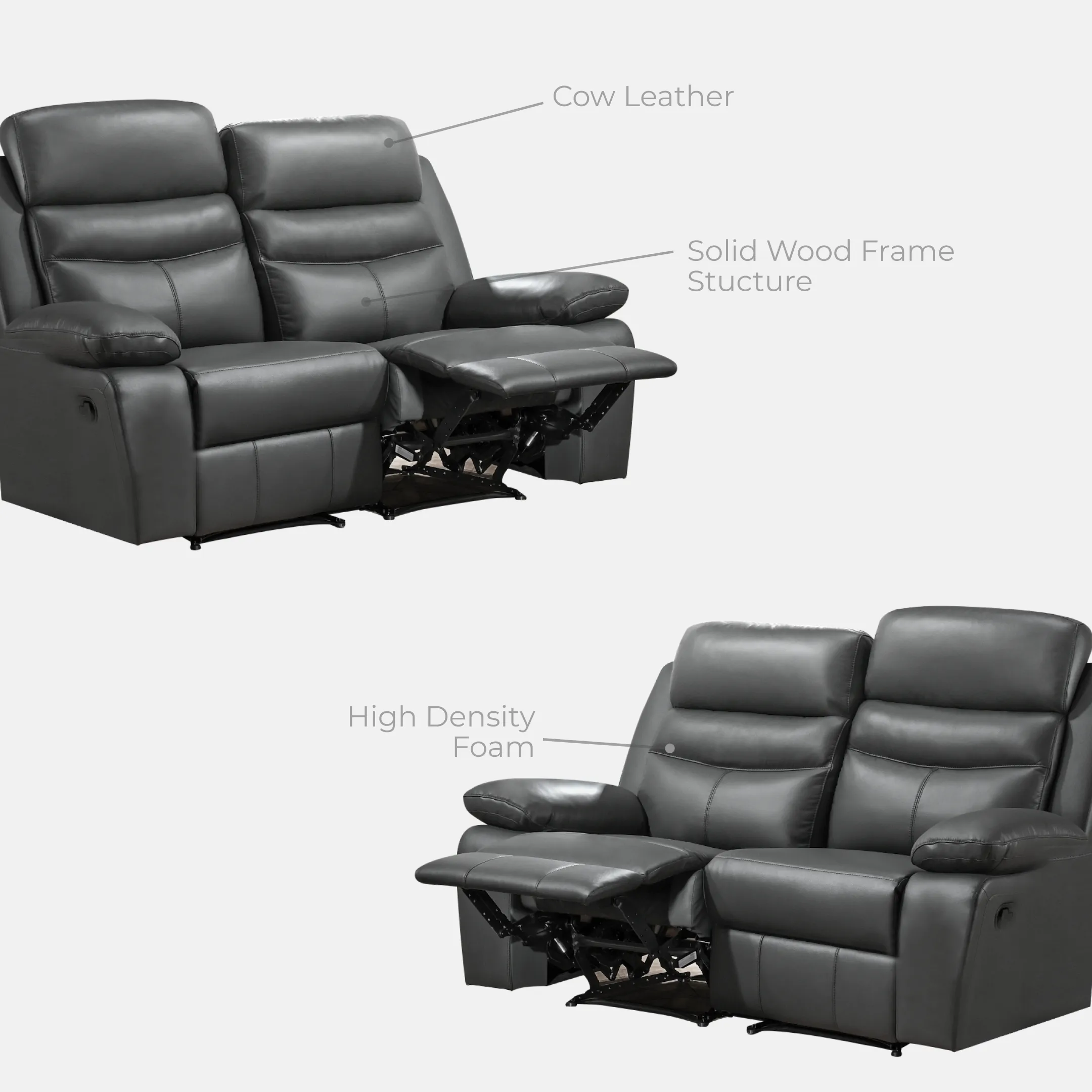 Goodnite Half Leather Recliner Sofa (CCNI 1266), 1 Seater Recliner/ 2 Seater Recliner/ 3 Seater Recliner/ 2+3 Seater Recliner, 3 Years Warranty