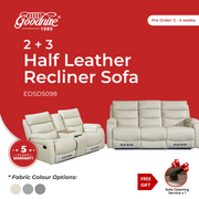 Goodnite Half Leather Recliner Sofa (EDSD5098), 1 Seater Recliner/ 2 Seater Recliner with Console/ 3 Seater Recliner/ 2+3 Seater Recliner, 5 Years Warranty