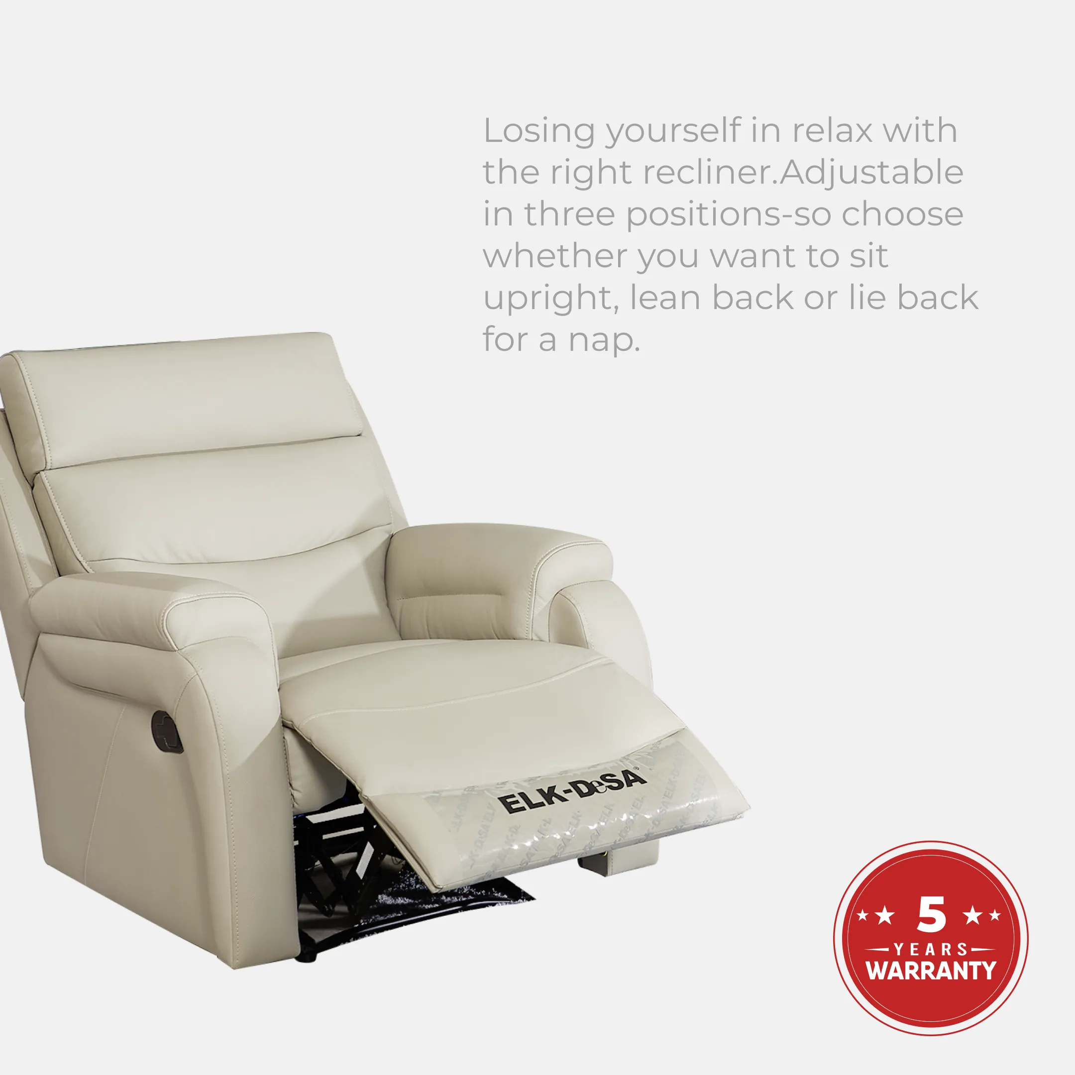 Goodnite Half Leather Recliner Sofa (EDSD5098), 1 Seater Recliner/ 2 Seater Recliner with Console/ 3 Seater Recliner/ 2+3 Seater Recliner, 5 Years Warranty