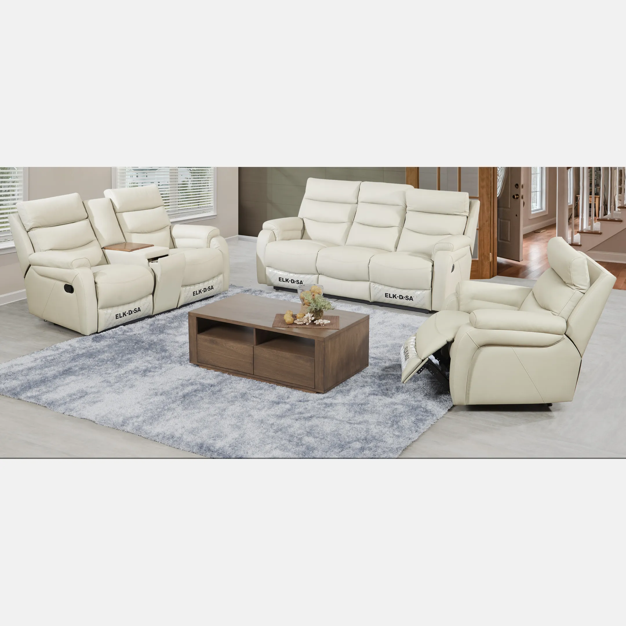 Goodnite Half Leather Recliner Sofa (EDSD5098), 1 Seater Recliner/ 2 Seater Recliner with Console/ 3 Seater Recliner/ 2+3 Seater Recliner, 5 Years Warranty
