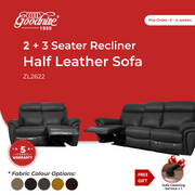 Goodnite Half Leather Sofa (ZL2622), 1 Seater Recliner/ 2 Seater Recliner/ 3 Seater Recliner/ 2+3 Seater Recliner, 5 Years Warranty
