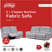 Goodnite Fabric Recliner Sofa (ML3744), 1 Seater Recliner/ 2 Seater Recliner/ 3 Seater Recliner/ 2RR+3RR Seater, 5 Years Warranty