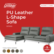 Goodnite PU Leather L-Shape Sofa (SF5100), 5 Years Warranty