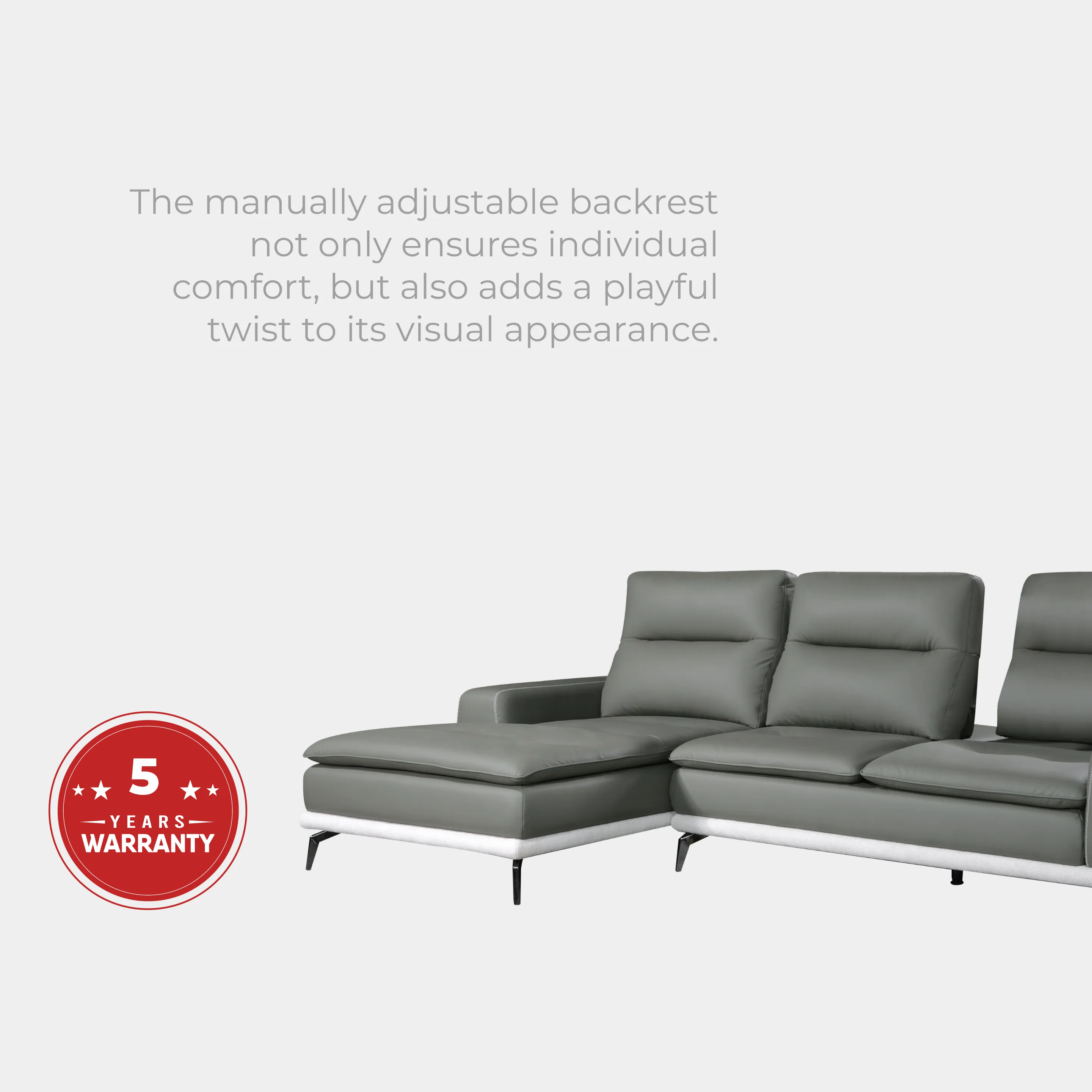 Goodnite PU Leather L-Shape Sofa (SF5100), 5 Years Warranty