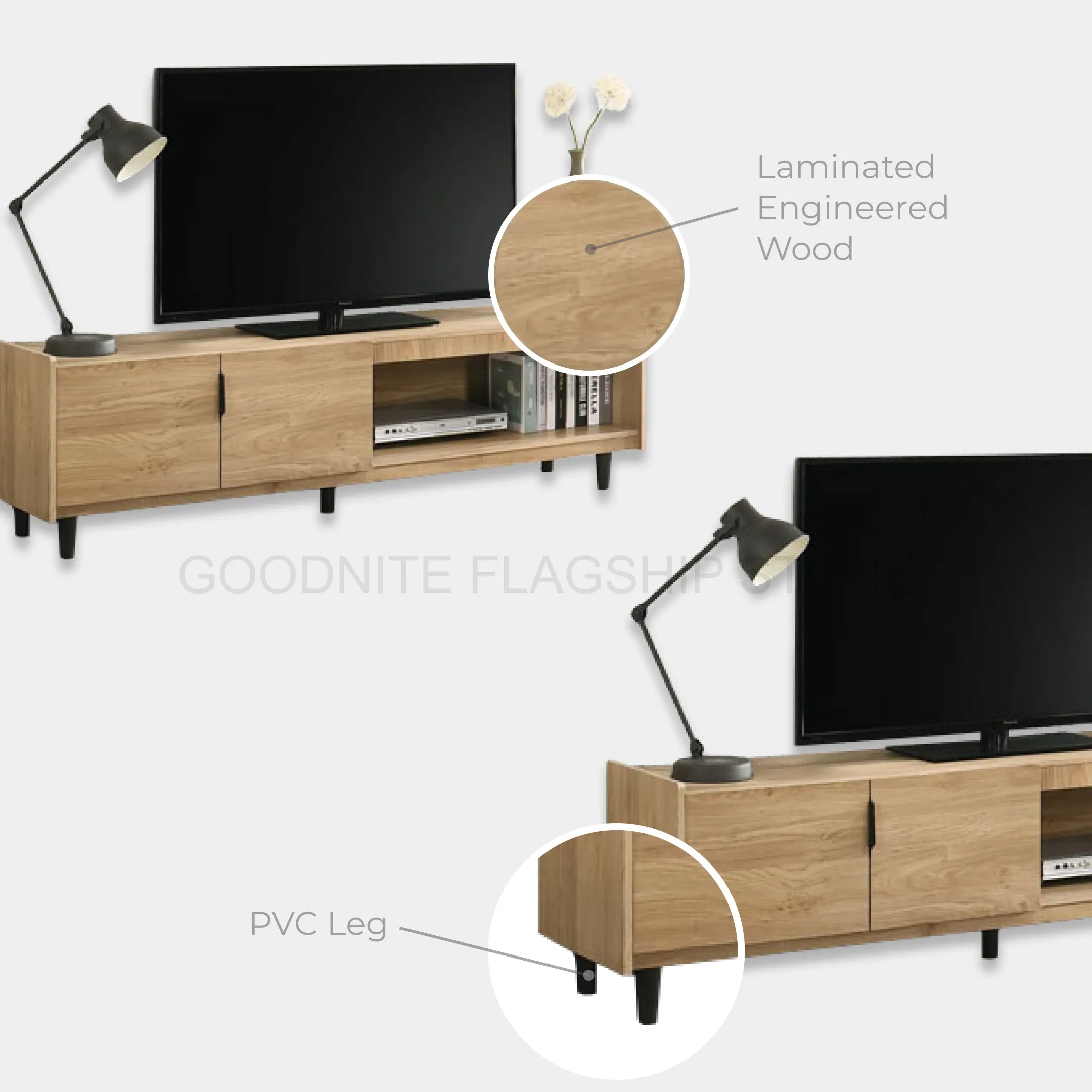 Goodnite 6Ft TV Cabinet + Coffee Table Set (PVC Leg)