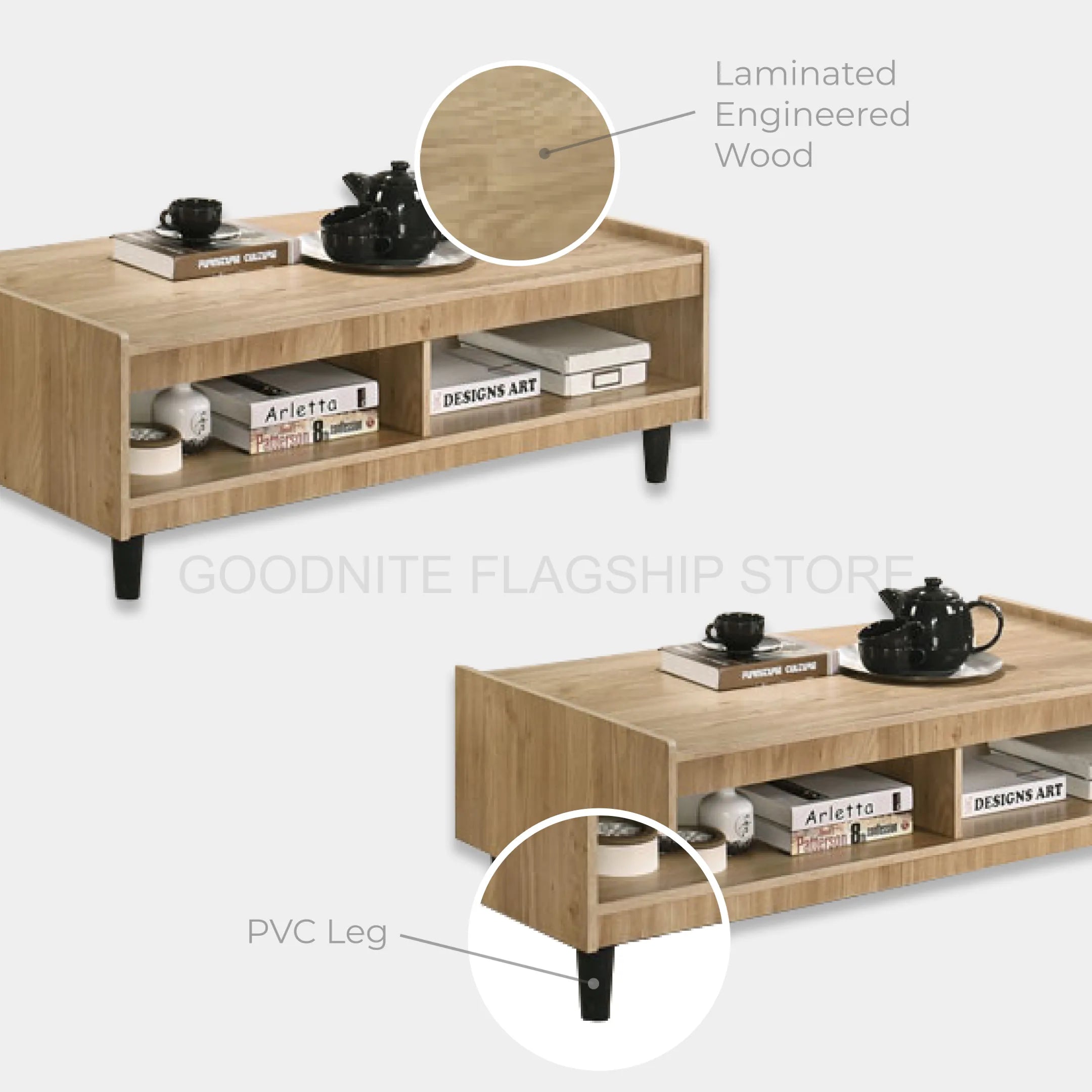 Goodnite 6Ft TV Cabinet + Coffee Table Set (PVC Leg)