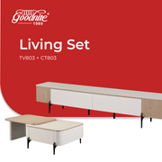 Goodnite Ceramic Top TV Cabinet with Ceramic + Wooden Top Coffee Table