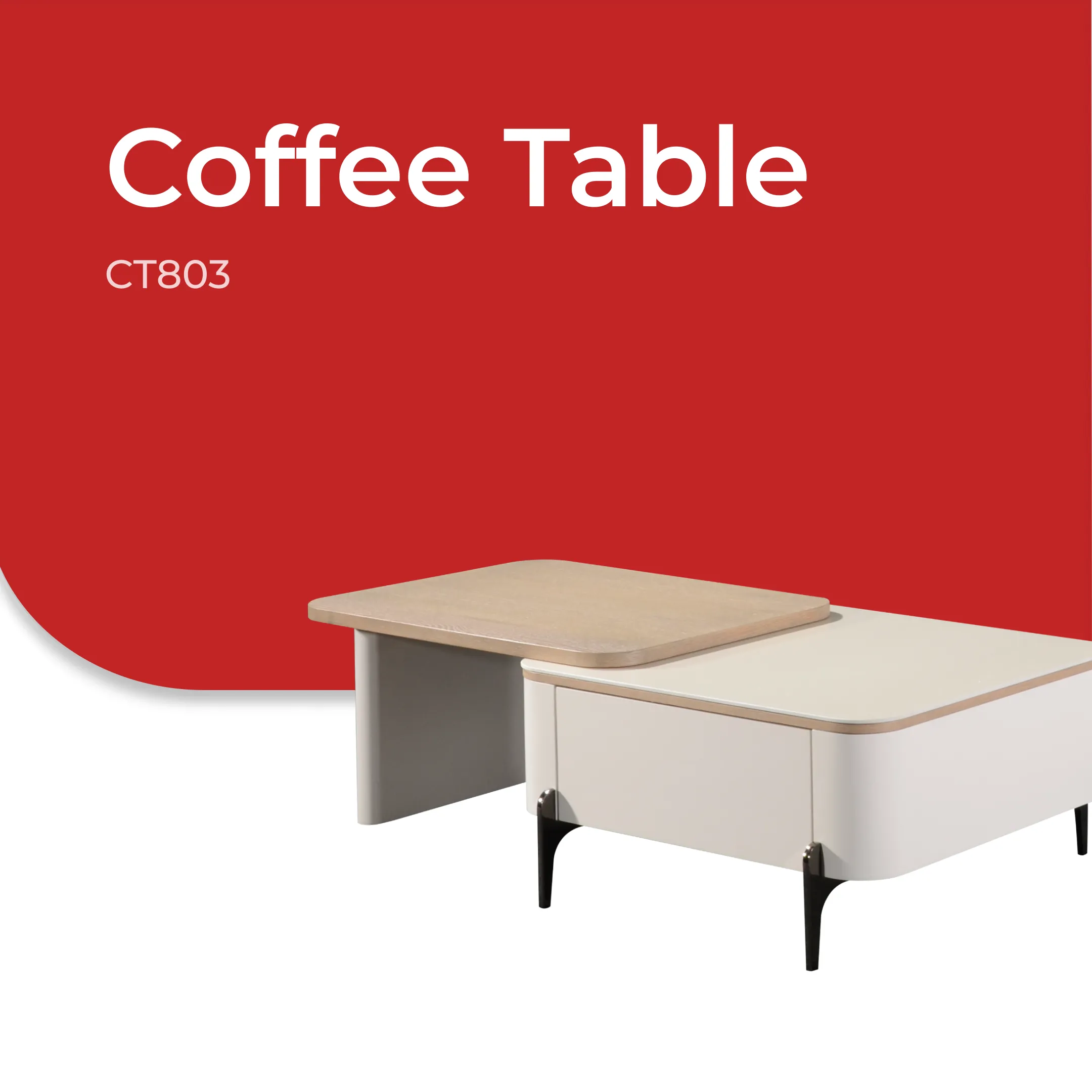 Goodnite Ceramic Top TV Cabinet with Ceramic + Wooden Top Coffee Table