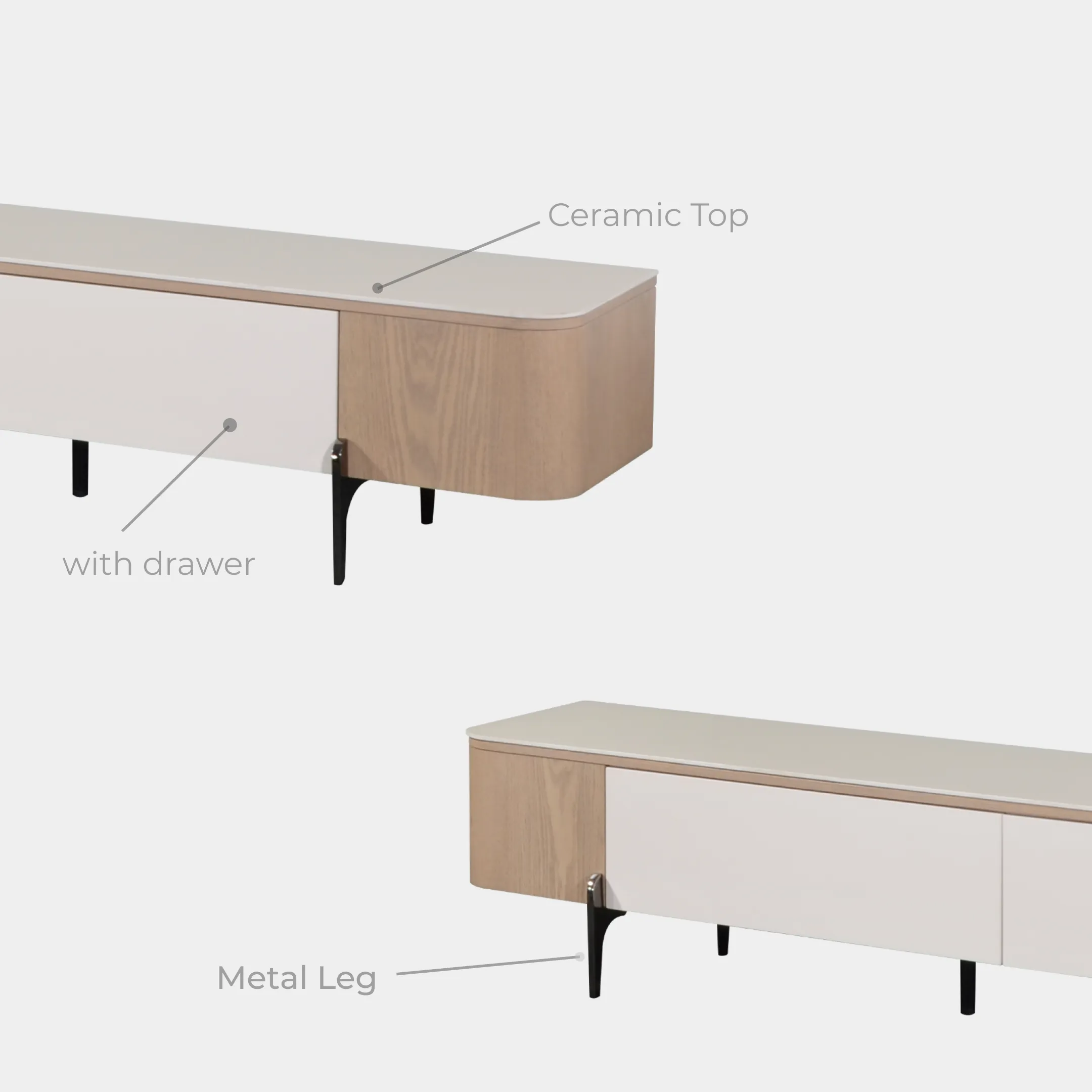 Goodnite Ceramic Top TV Cabinet with Ceramic + Wooden Top Coffee Table