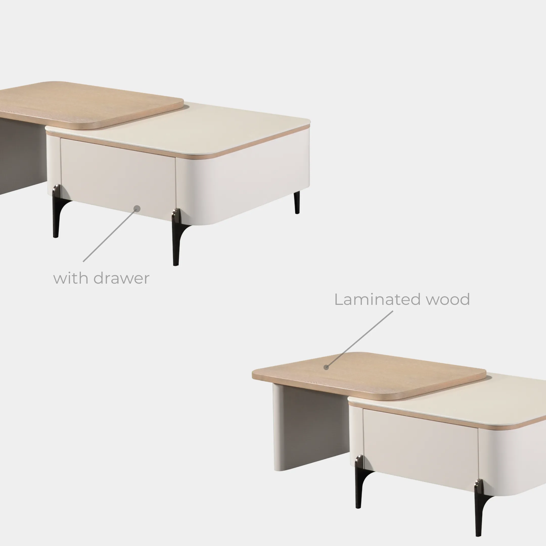 Goodnite Ceramic Top TV Cabinet with Ceramic + Wooden Top Coffee Table