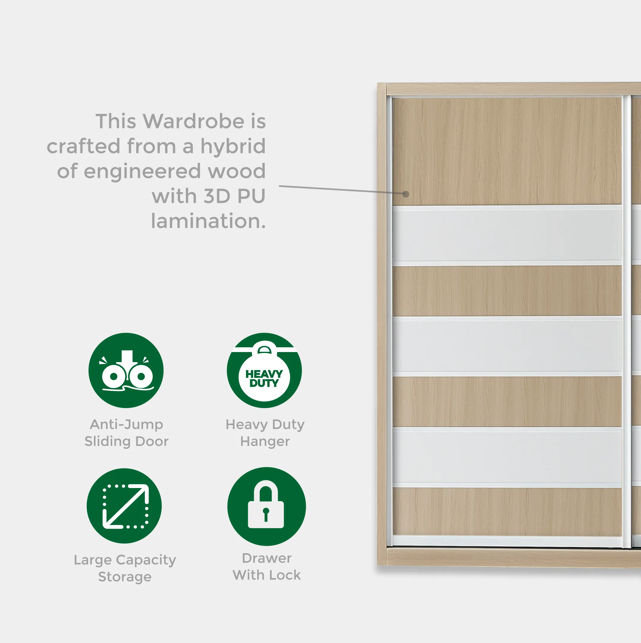 Goodnite Queen/ King Bedroom Set, Bedframe + Wardrobe + Dresser + Side Table (Pine)