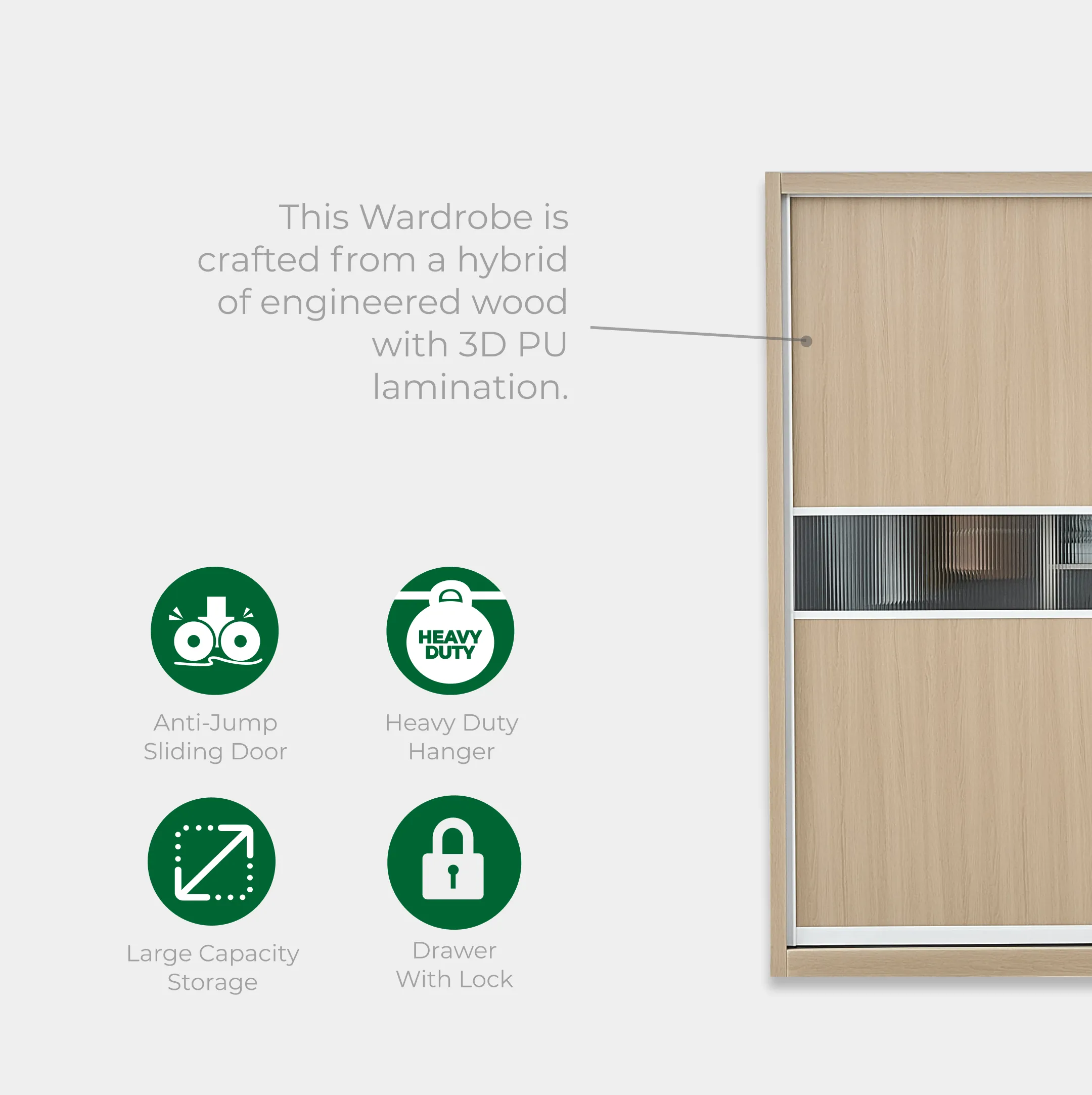 Goodnite Queen/ King Bedroom Set, Bedframe + Wardrobe + Dresser + Side Table (Sugi)