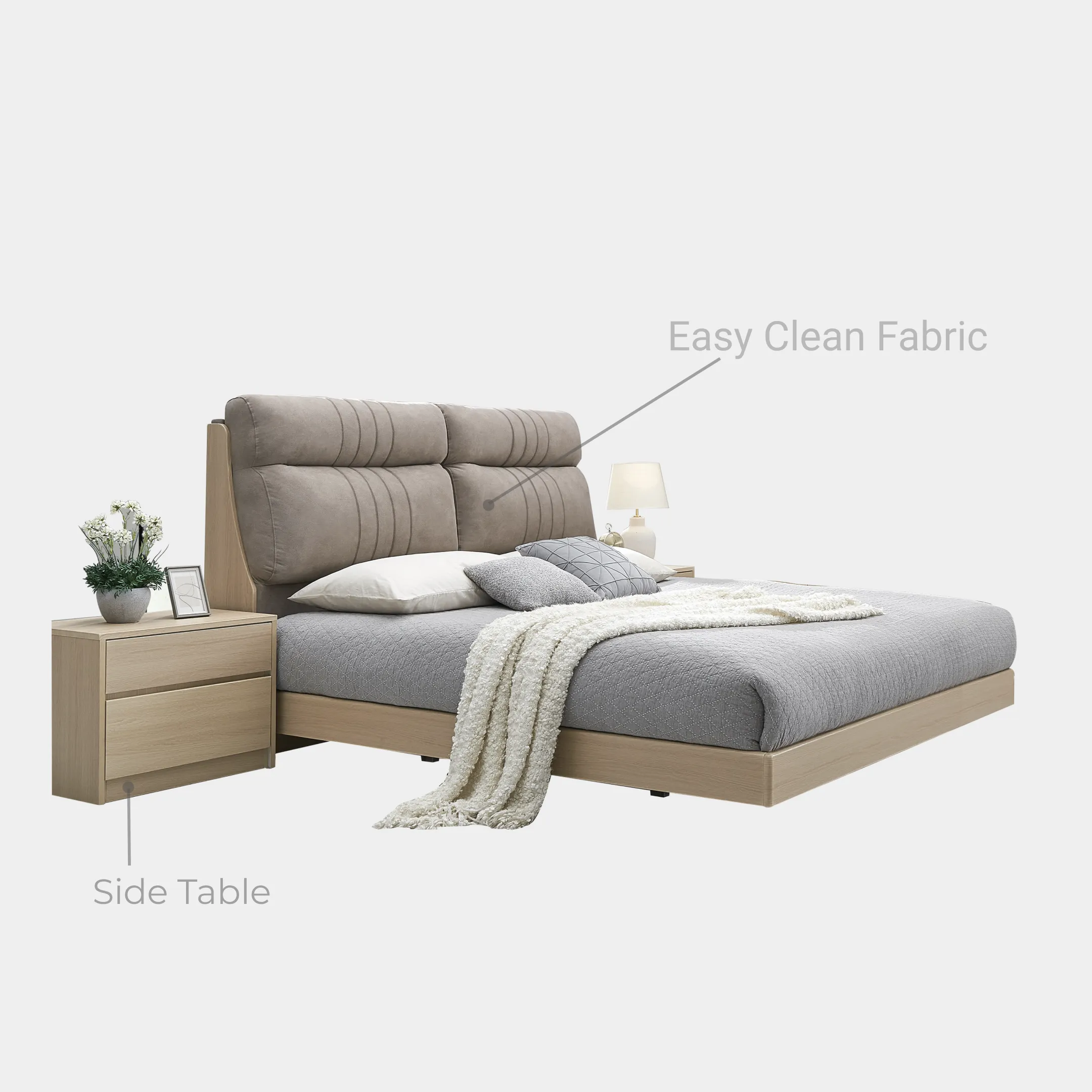Goodnite Queen/ King Bedroom Set, Bedframe + Wardrobe + Dresser + Side Table (Eim)