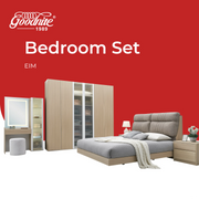 Goodnite Queen/ King Bedroom Set, Bedframe + Wardrobe + Dresser + Side Table (Eim)