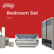 Goodnite Queen/ King Bedroom Set, Bedframe + Wardrobe + Dresser + Side Table (Terra)