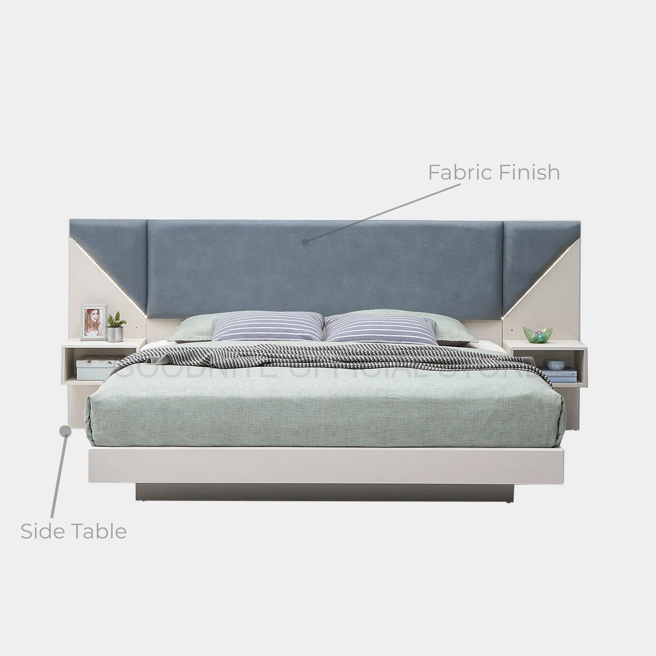 Goodnite Queen/ King Bedroom Set, Bedframe + Wardrobe + Dresser + Side Table (Terra)