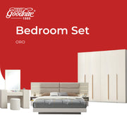 Goodnite Queen/ King Bedroom Set, Bedframe + Wardrobe + Dresser + Side Table (Oro)