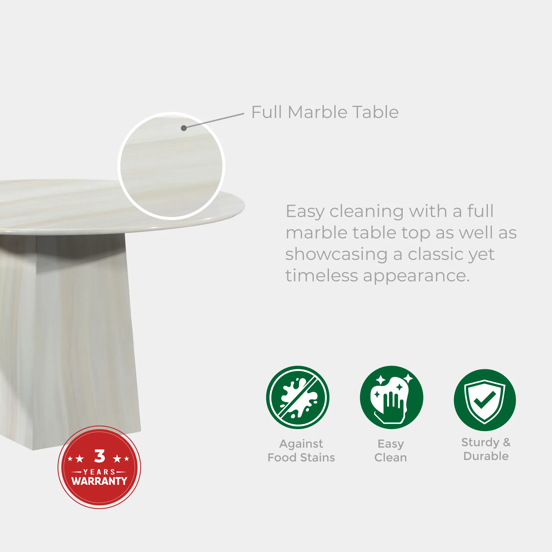 Goodnite (1+6) Marble Dining Set (W 1200mm), Full Marble Table, Metal Leg, Fabric Chair