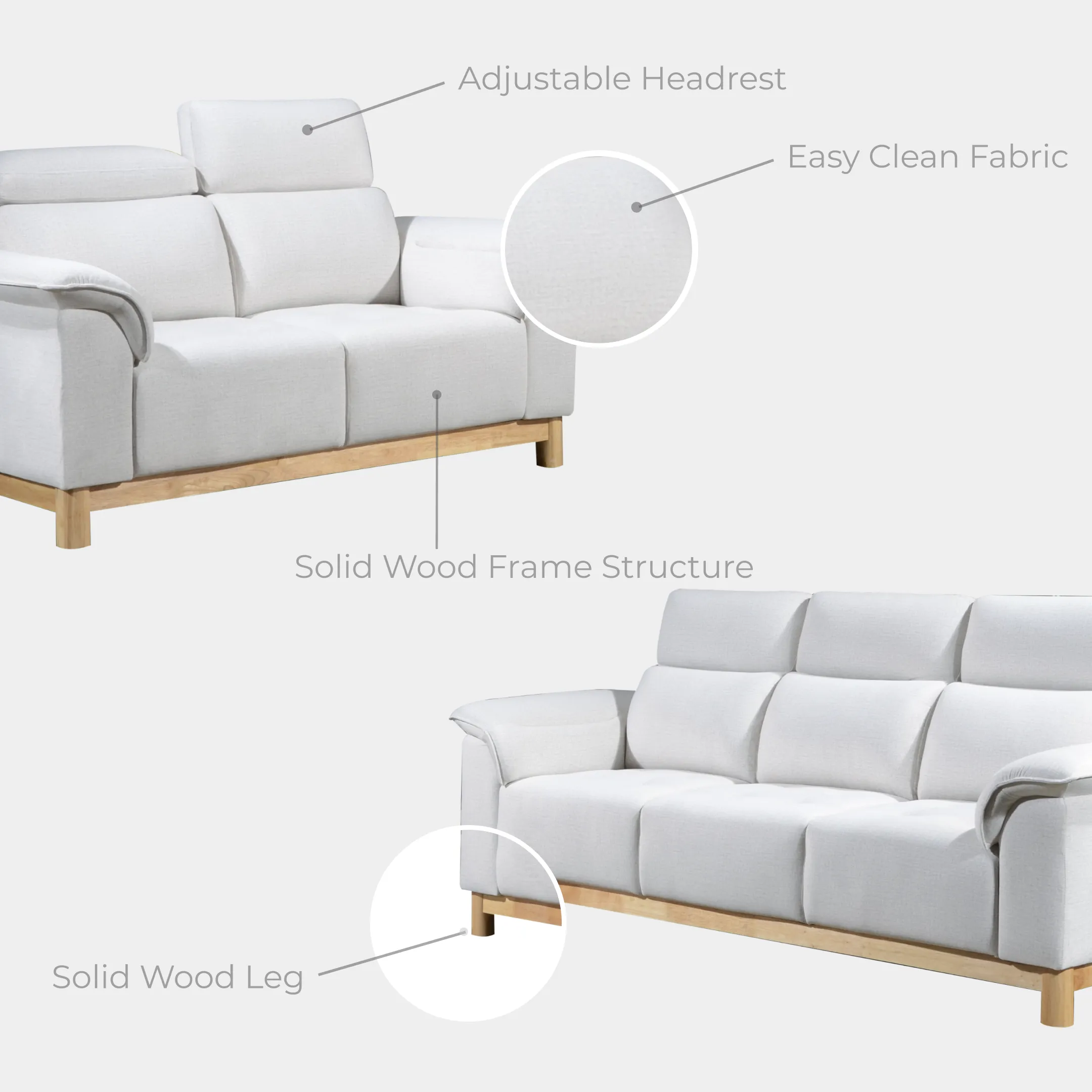 Goodnite Muji Sofa (M1345),  1 Seater/ 2 Seater/ 3 Seater/ 2+3 Seater/ 5 Years Warranty
