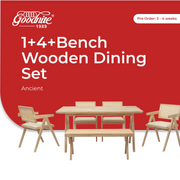 (1+4+Bench) Wooden Dining Set (Ancient)