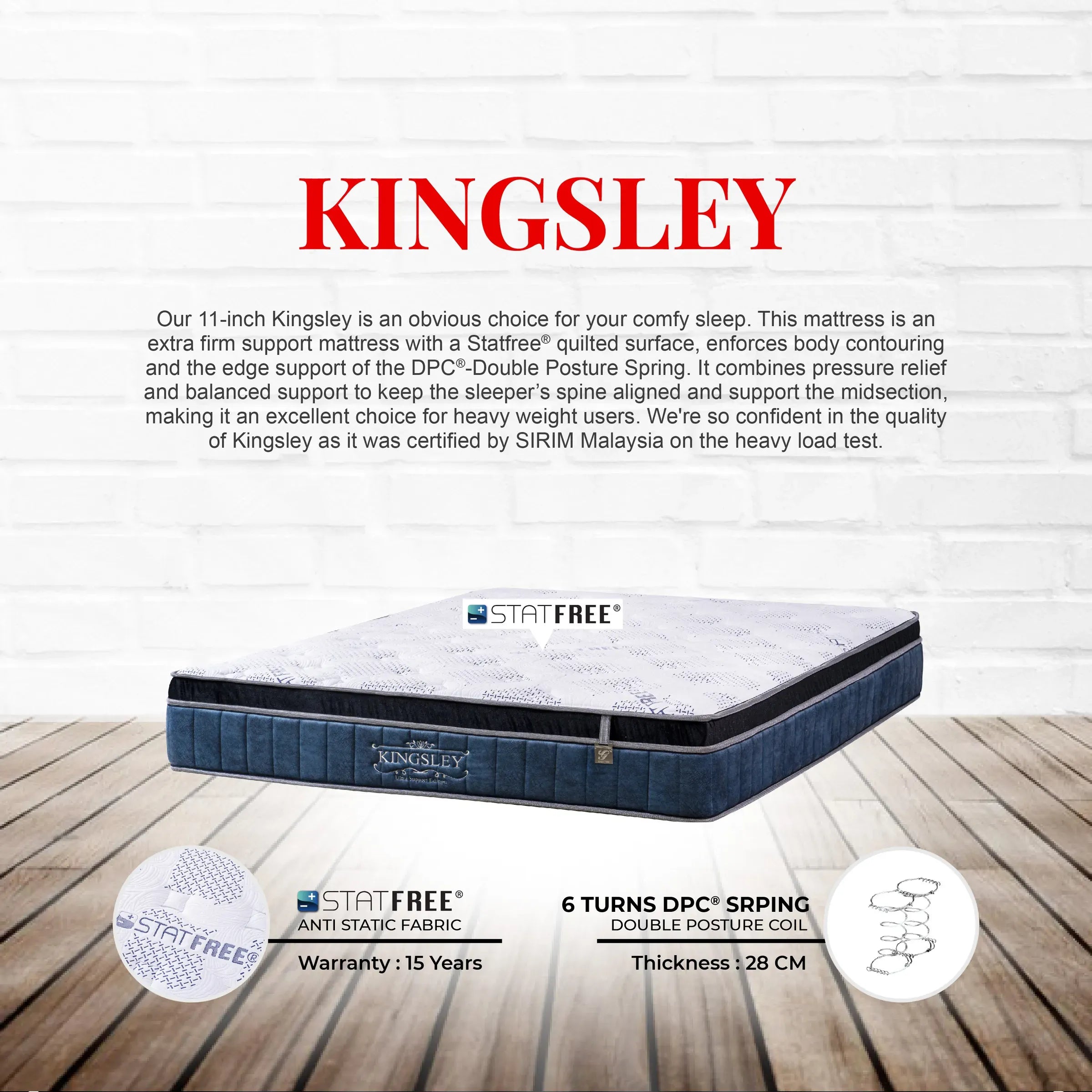 Goodnite Kingsley DPC Spring Mattress (11 Inch) with Single/ Super Single/ Queen/ King