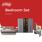 Goodnite Queen/ King Bedroom Set, Bedframe + Wardrobe + Dresser + Side Table (Calcolo)