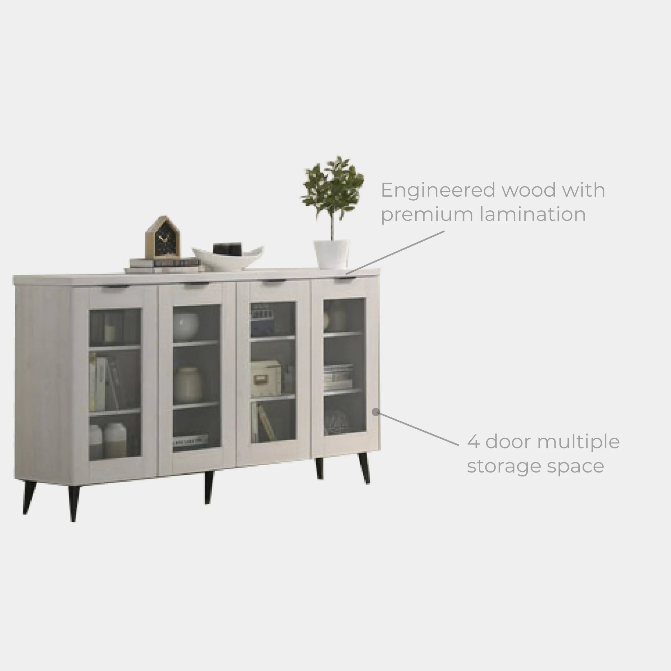 Goodnite Living Set, 6Ft TV Cabinet + Coffee Table + Display Cabinet