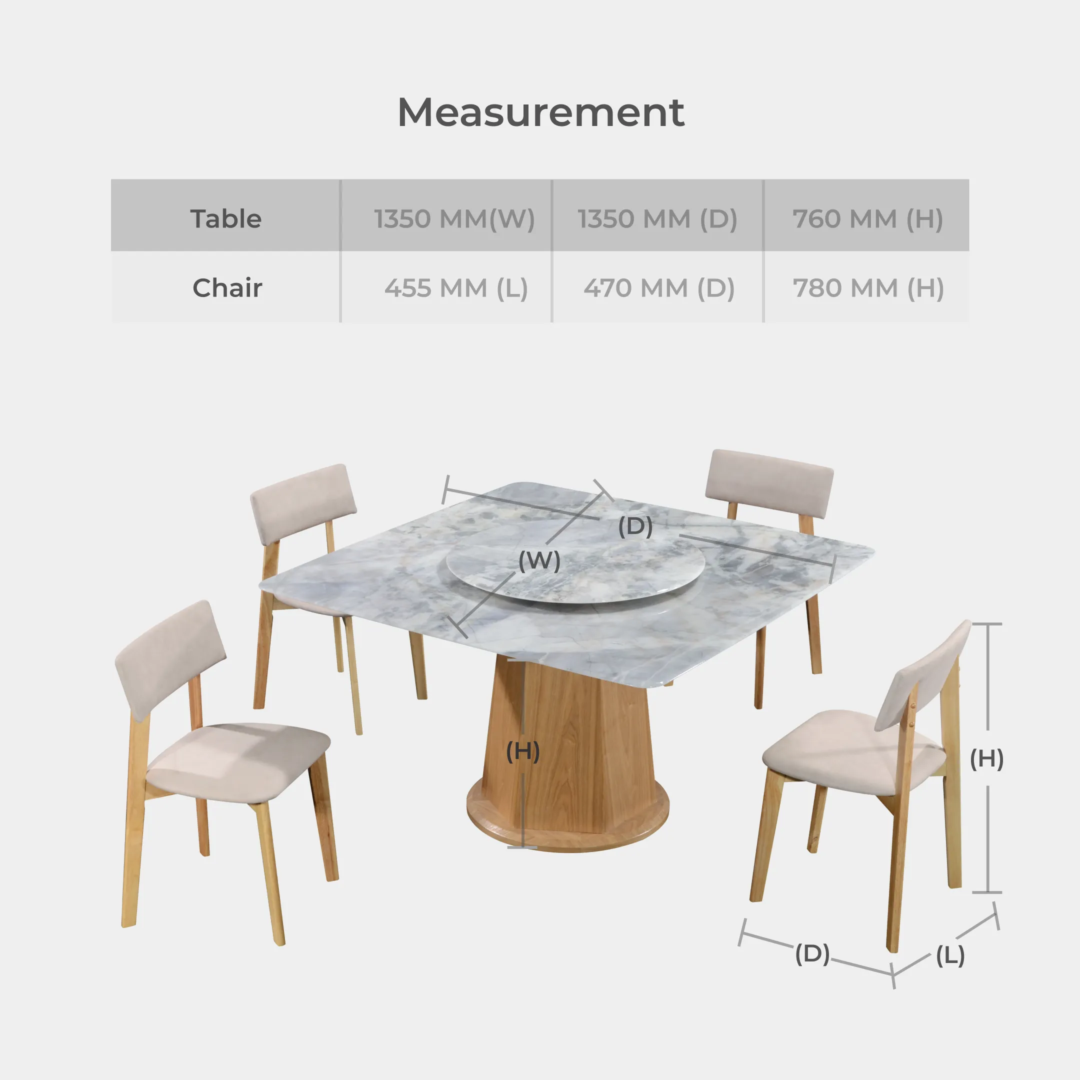 Goodnite (1+8) Marble Dining Set (W 1350mm), Nano Marble Table, Vitra Chair