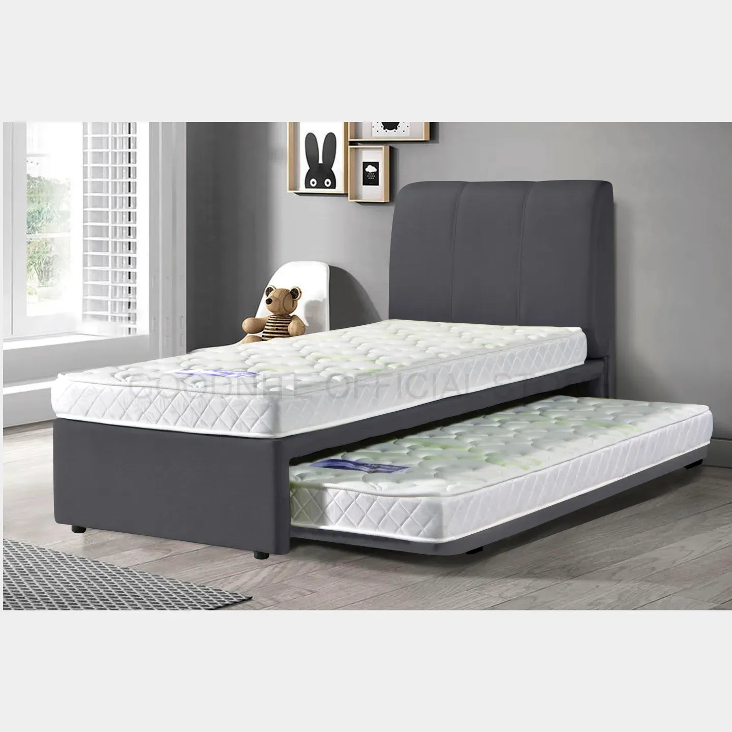 Goodnite SLP1 Bedframe (Single Top + Single Size Bottom Wooden Pull Out Multi Divan)