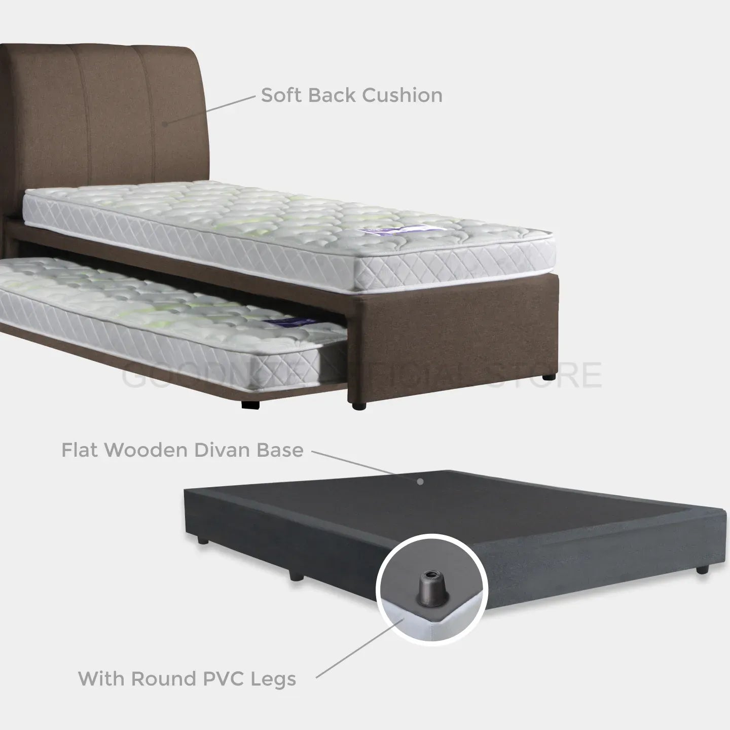 Goodnite SLP 2 Bedframe (Super Single Top + Single Size Bottom Wooden Pull Out Multi Divan)