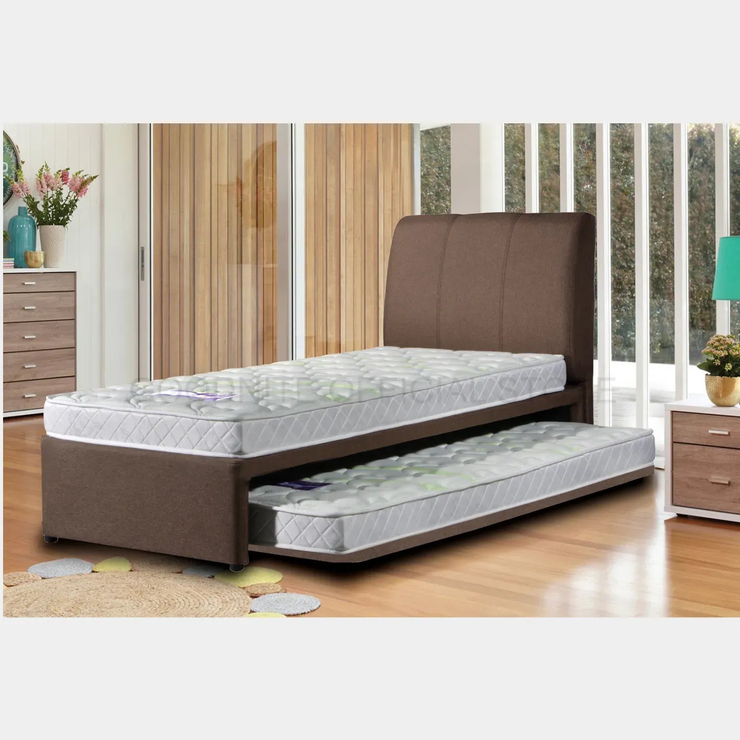 Goodnite SLP 2 Bedframe (Super Single Top + Single Size Bottom Wooden Pull Out Multi Divan)