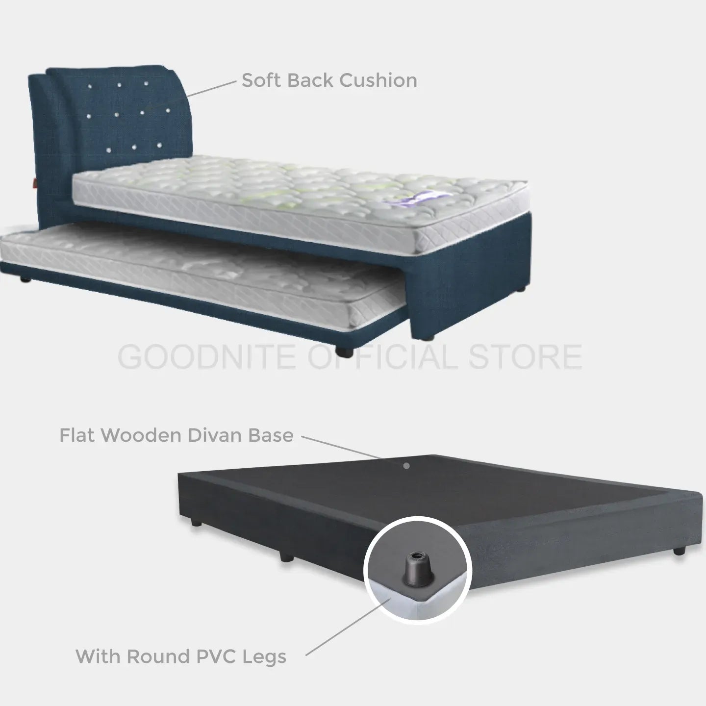 Goodnite SLP 3 Bedframe (Single or Super Single Top + Single Size Bottom Wooden Pull Out Multi Divan)