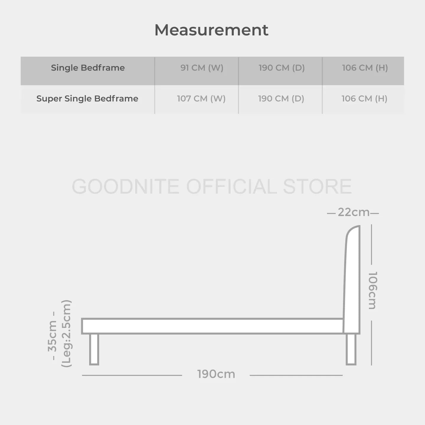 Goodnite SLP 3 Bedframe (Single or Super Single Top + Single Size Bottom Wooden Pull Out Multi Divan)