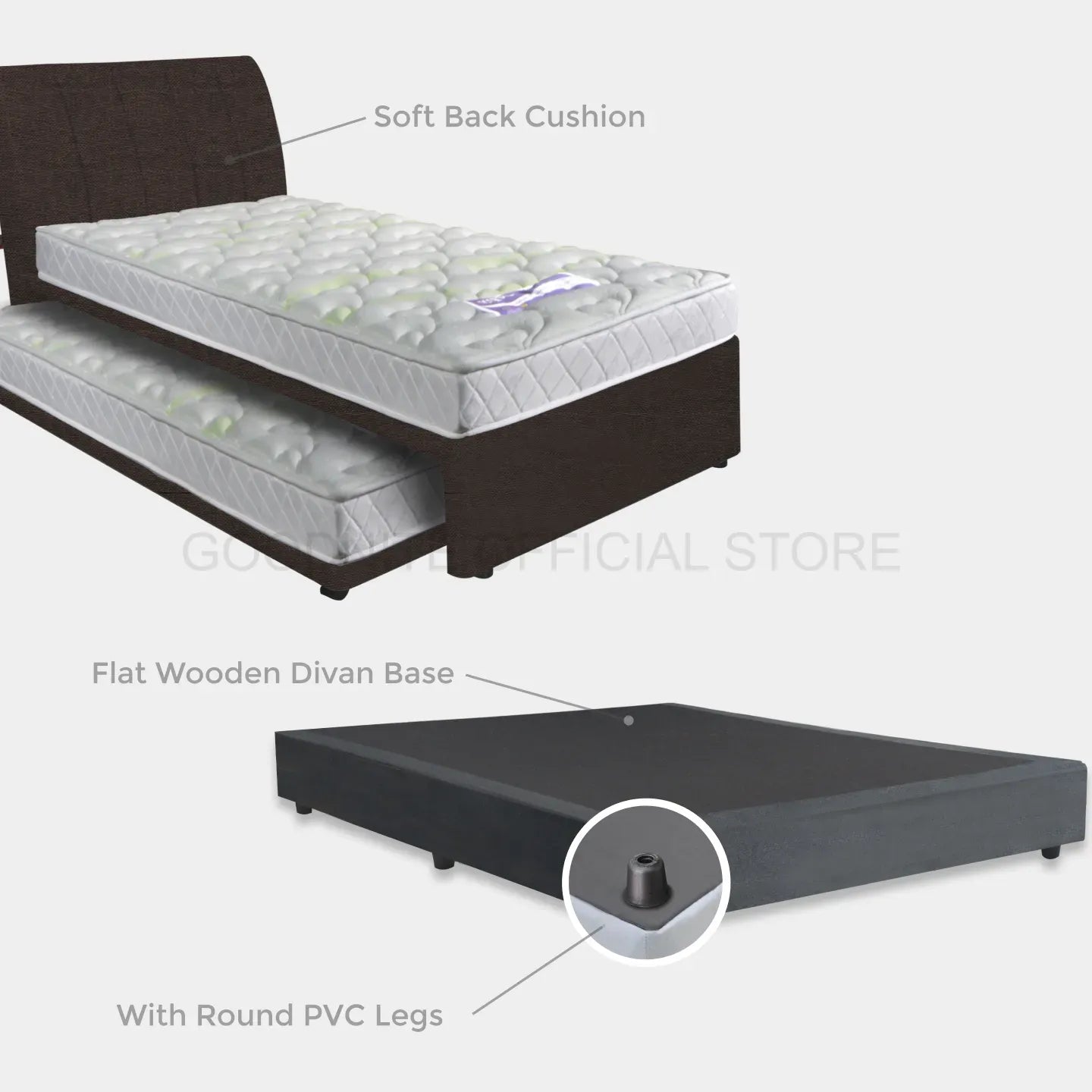 Goodnite SLP 4 Bedframe (Single or Super Single Top + Single Size Bottom Wooden Pull Out Multi Divan)