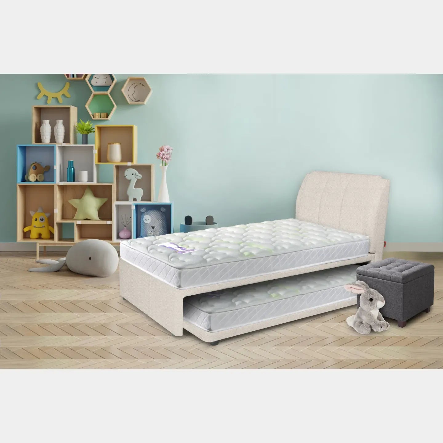 Goodnite SLP 5 Bedframe (Single or Super Single Top + Single Size Bottom Wooden Pull Out Multi Divan)