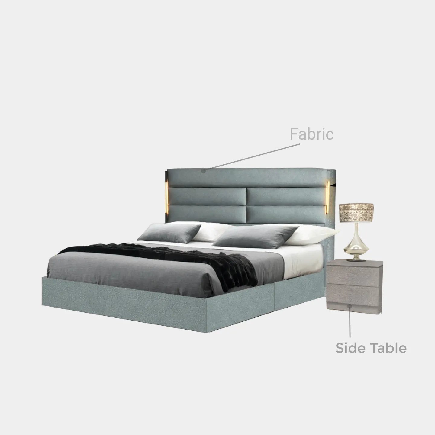 Goodnite Queen/ King Bedroom Set, Bedframe + Wardrobe + Dresser + Side Table (GCL101)