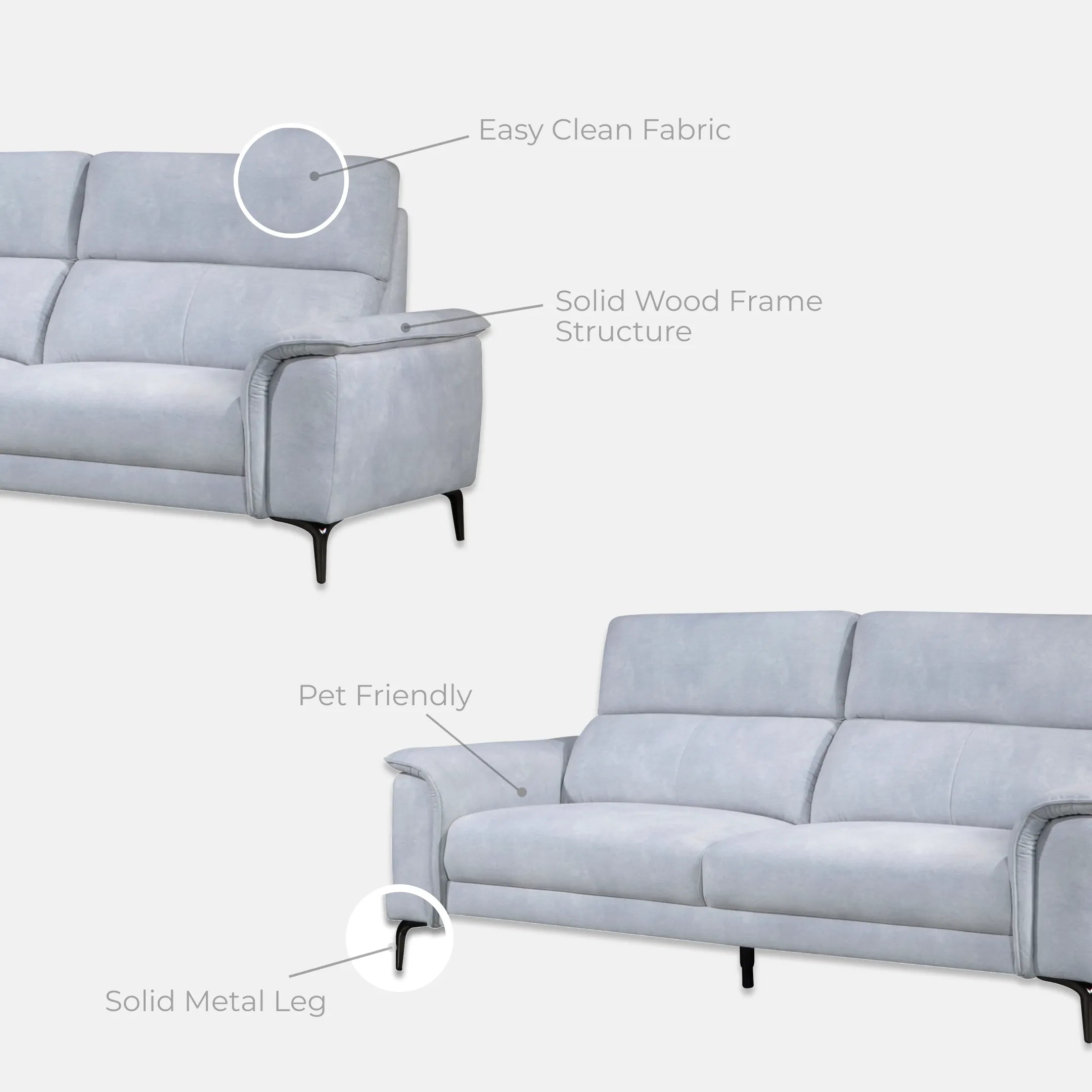 Goodnite Fabric Sofa (ML3750), 1 Seater/ 2 Seater/ 3 Seater & 2+3 Seater, 2.5 Years Warranty