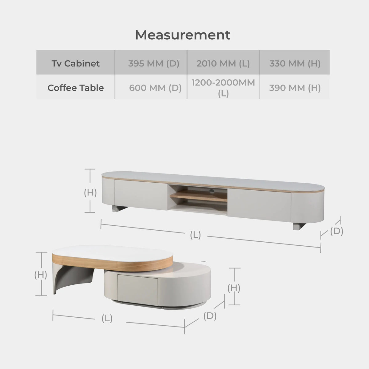Goodnite Ceramic Top TV Cabinet with Ceramic + Wooden Top Coffee Table (TV2408 + CT2408)