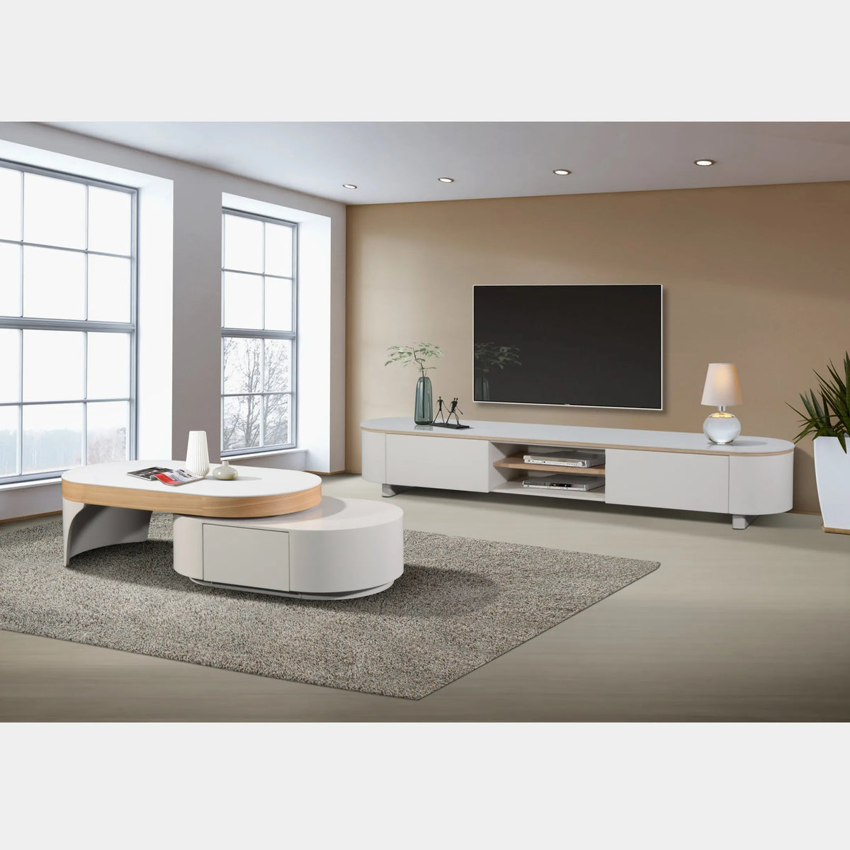 Goodnite Ceramic Top TV Cabinet with Ceramic + Wooden Top Coffee Table (TV2408 + CT2408)