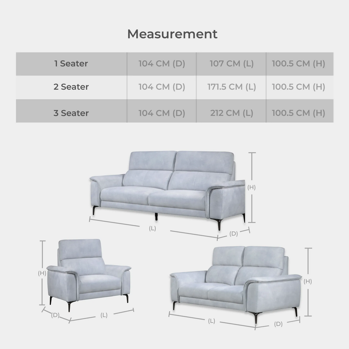 Goodnite Fabric Sofa (ML3750), 1 Seater/ 2 Seater/ 3 Seater & 2+3 Seater, 2.5 Years Warranty
