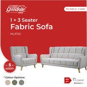 Goodnite Fabric Sofa (ML3722), 1 Seater/ 2 Seater/ 3 Seater/ 1+3 Seater, 5 Years Warranty